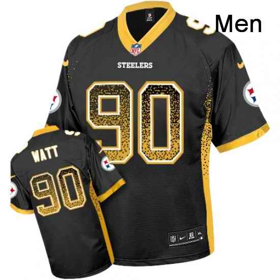 Mens Nike Pittsburgh Steelers 90 T J Watt Elite Black Drift Fashion NFL Jersey